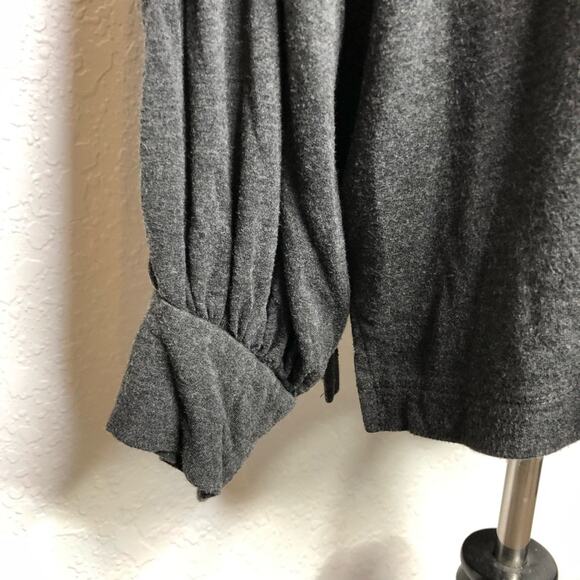Cabi Elegant Tee charcoal gray collared v neck knit top size Large #4258 - Picture 4 of 15
